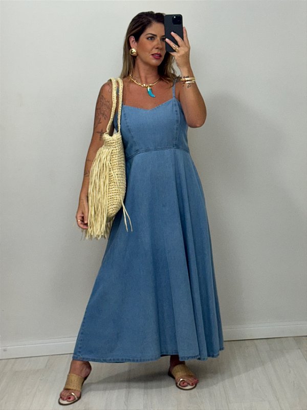 VESTIDO LONGO JEANS CLARO (AR25-1787)