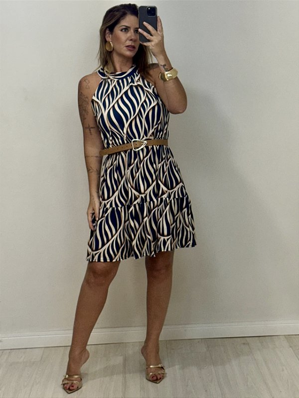 VESTIDO CURTO AZUL/OFF (AR25-1999)