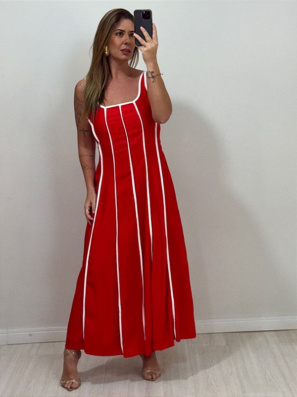VESTIDO LIA VERMELHO/BRANCO (AR25-2203)