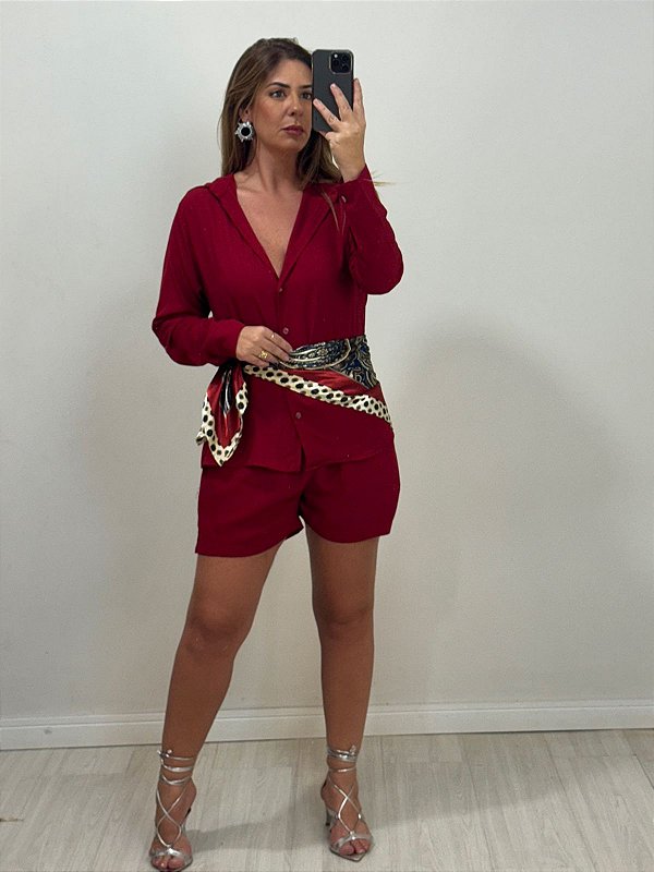 CONJUNTO LIDIANE CAMISA E SHORT MARSALA (AR25-2204)