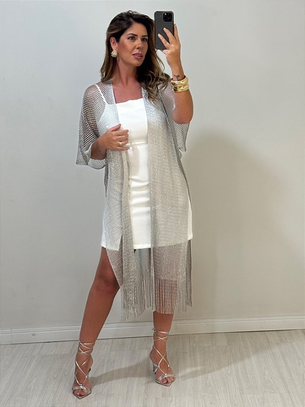 KIMONO BRILHO COM AMARRAÇÃO PRATA (AR25-2387)