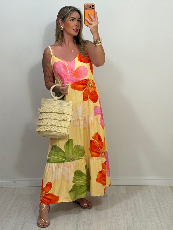 VESTIDO ISIS FLORAL AMARELO (AR26-127)