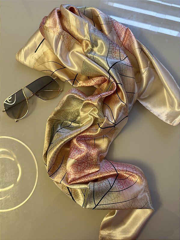 LENÇO CETIM FOLHA NUDE (AR26-227)