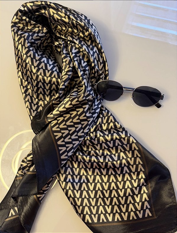 LENÇO CETIM V PRETO/OFF (AR26-229)