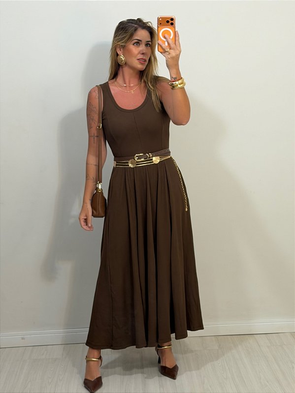 VESTIDO MAILLE MARROM (AR26-333)
