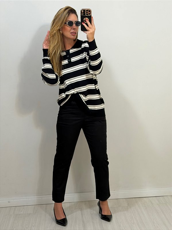 BLUSA FERNANDA LISTRADA PRETA (AR26-560)