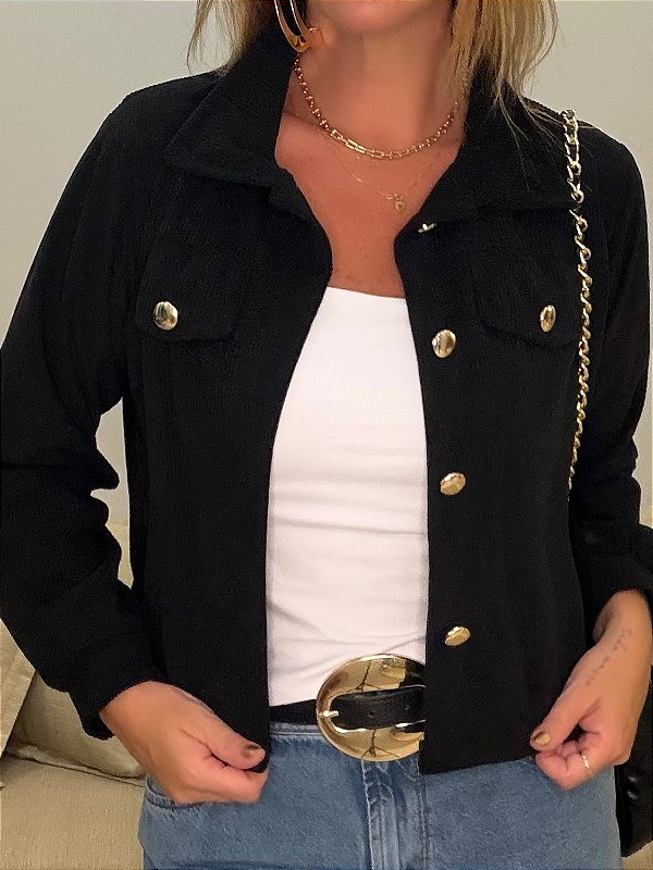 JAQUETA VELUDO COTELÊ PRETO (AR26-615)