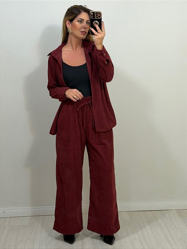 CONJUNTO VELUDO COTELÊ VINHO (AR26-664)