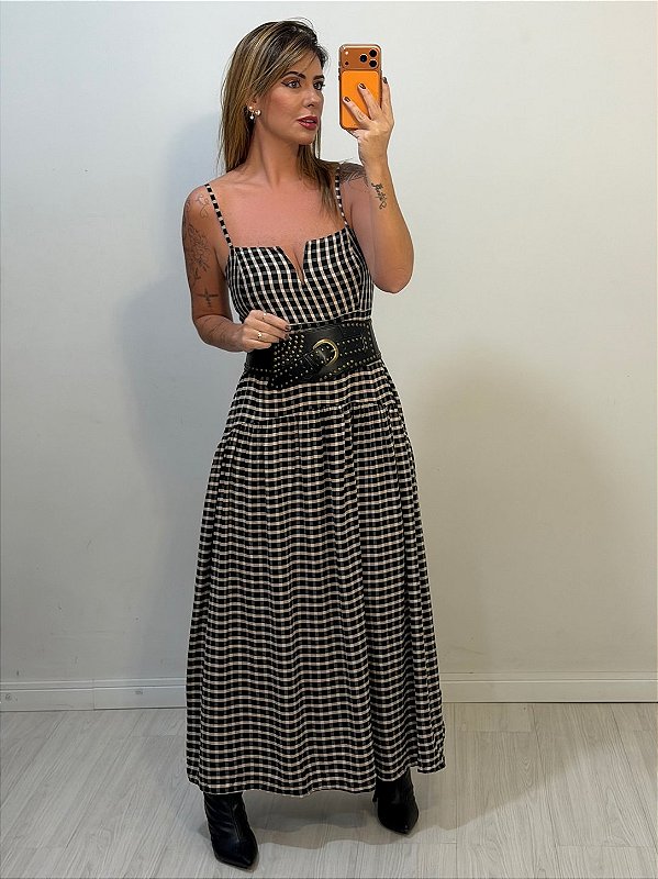 VESTIDO ALINE XADREZ PRETO (AR26-964)