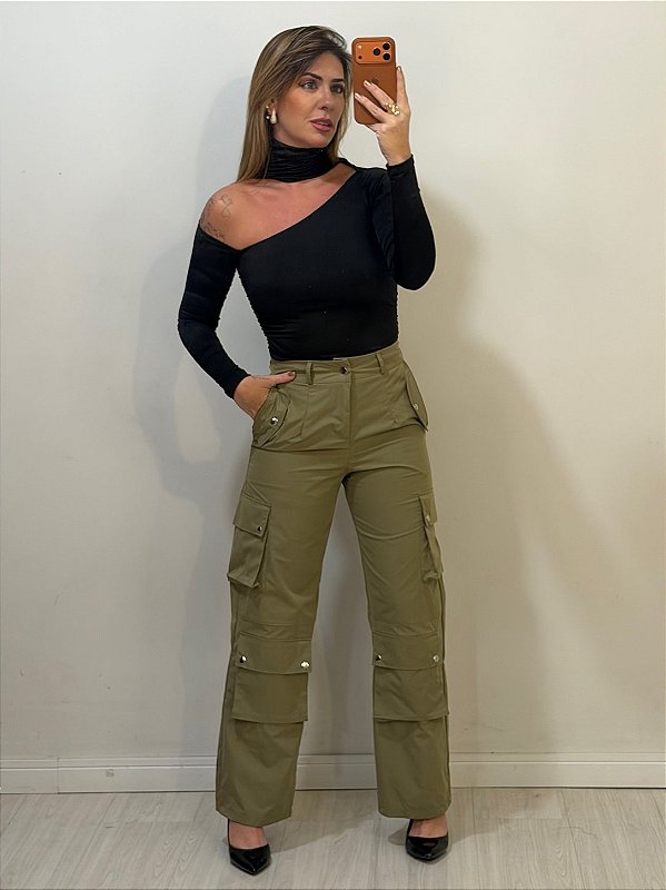 CALÇA CARGO RETA VERDE (AR26-1111)