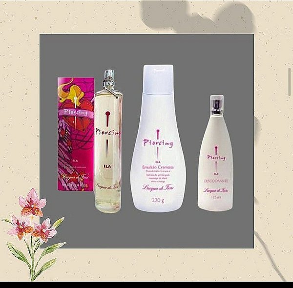 kit Piercing Ela  100ml + Desodorante e Emulsão Hidratante - Lacqua di Fiori
