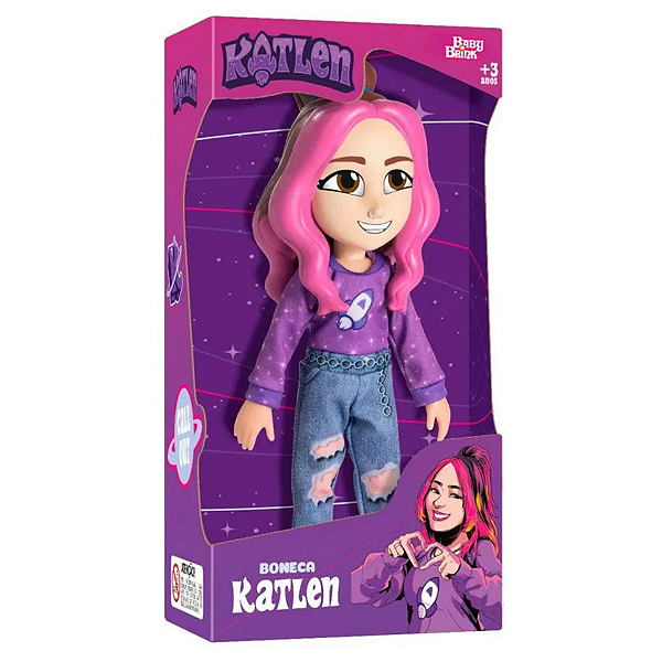 Boneca Katlen Youtuber Dos Rosa Articulada 25cm