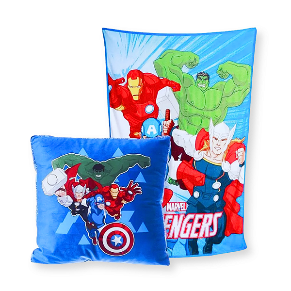 Kit Almofada e Manta  Vingadores Marvel Zona Criativa