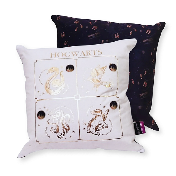Almofada Veludo Hogwarts Casas Douradas 40x40 Zona Criativa