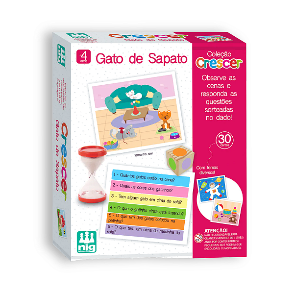 Jogo Didático Gato de Sapato Educativo  Coleção Crescer NIG