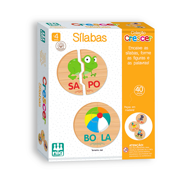 Jogo Educativo Sílabas em Madeira Coleção Crescer NIG