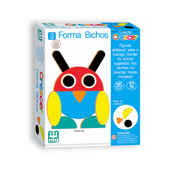 Jogo Didático Forma Bichos Educativo Coleção Crescer NIG