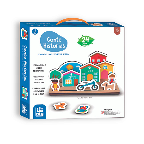 Jogo Educativo Conte Histórias 24 peças em Madeira NIG