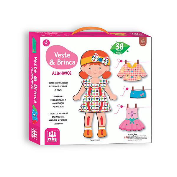 Jogo Educativo Alinhavo Veste e Brinca em Madeira NIG