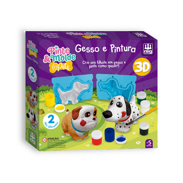 Kit Pinte e Molde Pets Gesso 3D NIG