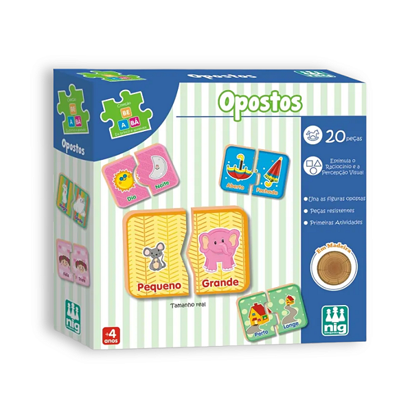 Jogo Educativo Opostos em  Madeira Coleção Be a Bá NIG