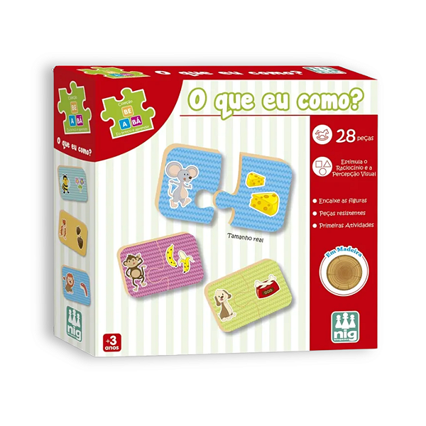 Jogo Educativo O que eu Como? em Madeira Coleção Be a Bá NIG