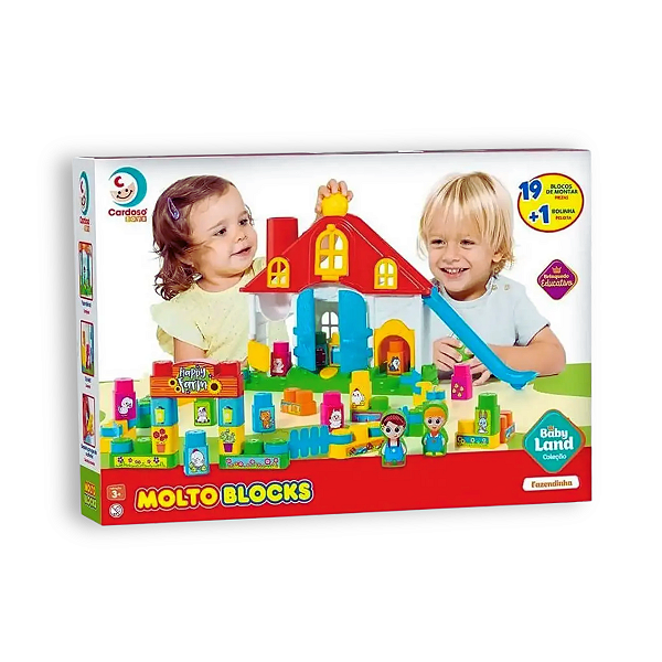 Blocos de Montar Baby Land Fazendinha com 19 Blocos Cardoso