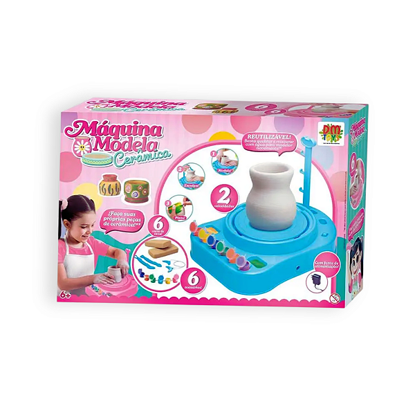 Brinquedo Máquina de Modelar Cerâmica c/ Acessórios DM Toys