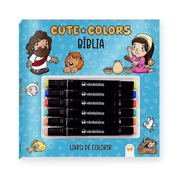 Livro de Colorir Cute Colors com 6 Canetas - Bíblia