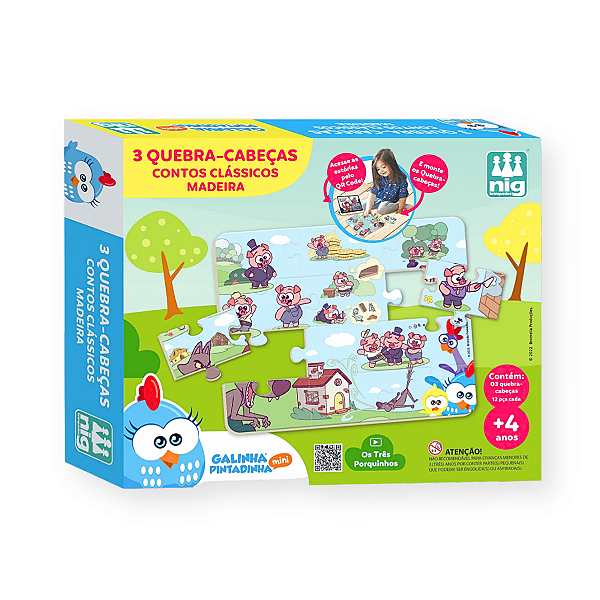 Quebra Cabeça Madeira 3 Contos Clássicos Galinha Pintadinha