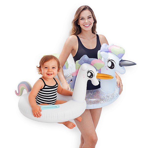 Kit Boias Infláveis Irmãs Unicórnio Gigante + Infantil