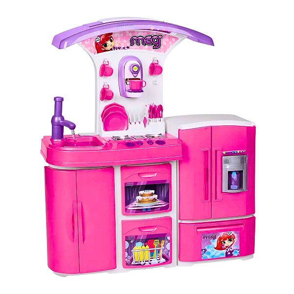 Cozinha Infantil Completa Versátil Meg - Com Água de Verdade