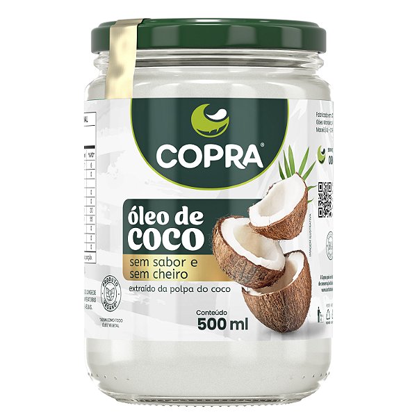 Óleo de Coco Sem Sabor Culinário Vidro 500ml - Copra
