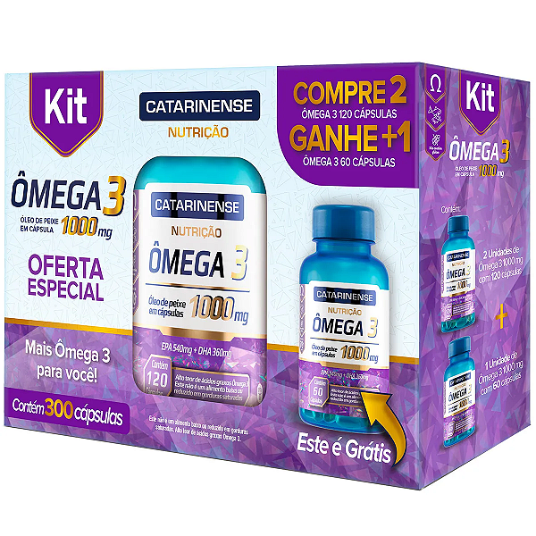 Kit Ômega 3 1000mg (300 cápsulas) Catarinense Pharma