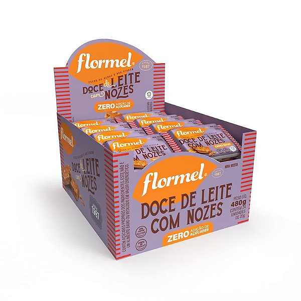 Doce de Leite com Nozes Zero Açúcar 24 Unidades - Flormel