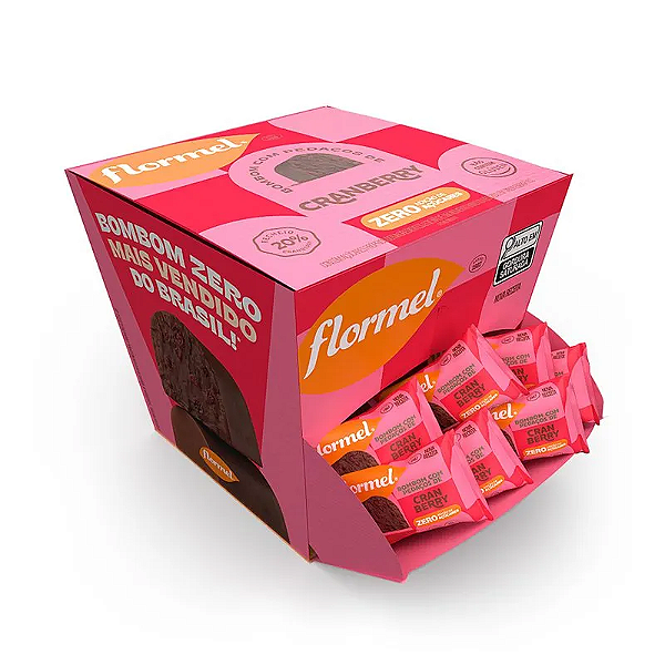 Bombom Pedaços de Cranberry Zero Açúcar 18 Unidades - Flormel