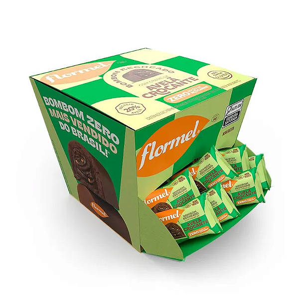 Bombom com Creme de Avelã Crocante Zero Açúcar 18 Unidades - Flormel