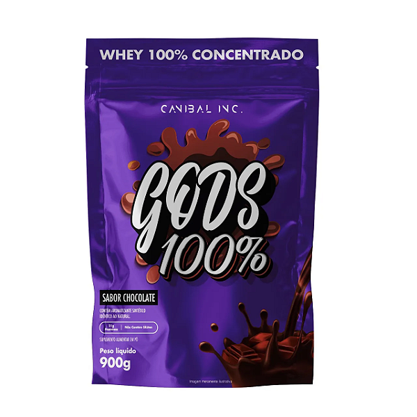 Whey Gods 100% Concentrado Pouch 900g Chocolate - Canibal Inc