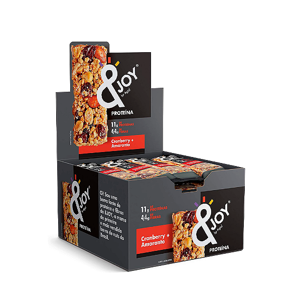 Barra &Joy Snack Proteína Display 12un x 35g Cranberry e Amaranto - Enova
