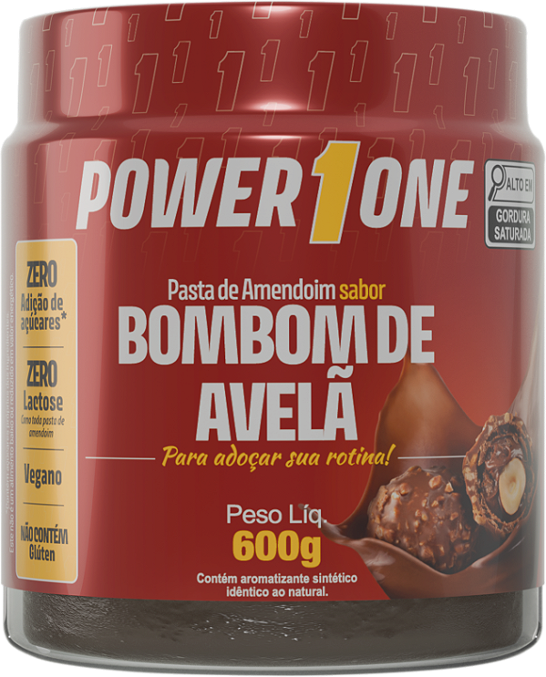 Pasta de Amendoim Sabores 600g Bombom Avelã - Power One