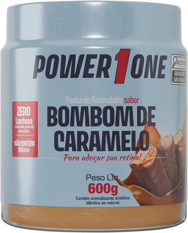 Pasta de Amendoim Sabores 600g Bombom de Caramelo - Power One