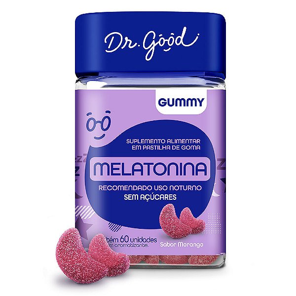 Melatonina Zero Açúcar 60 Gomas Sabor Morango - Dr Good