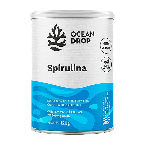 Spirulina 500mg 240 Cápsulas - Ocean Drop