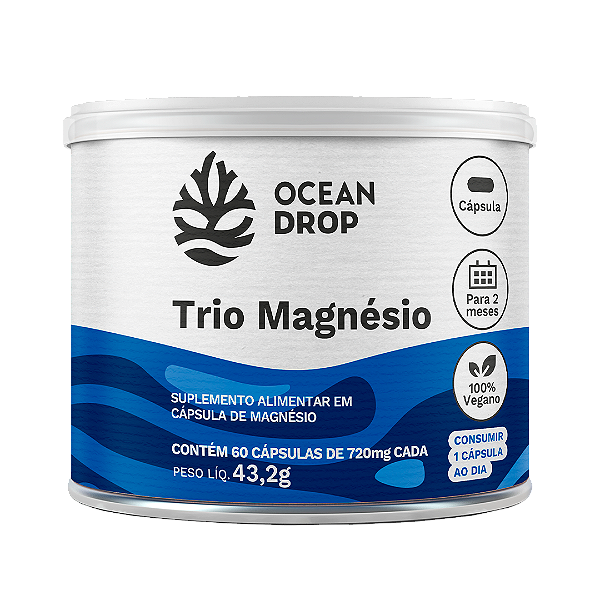 Trio Magnésio 720mg 60 Cápsulas - Ocean Drop
