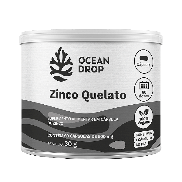 Zinco Quelato 500mg 60 Cápsulas - Ocean Drop