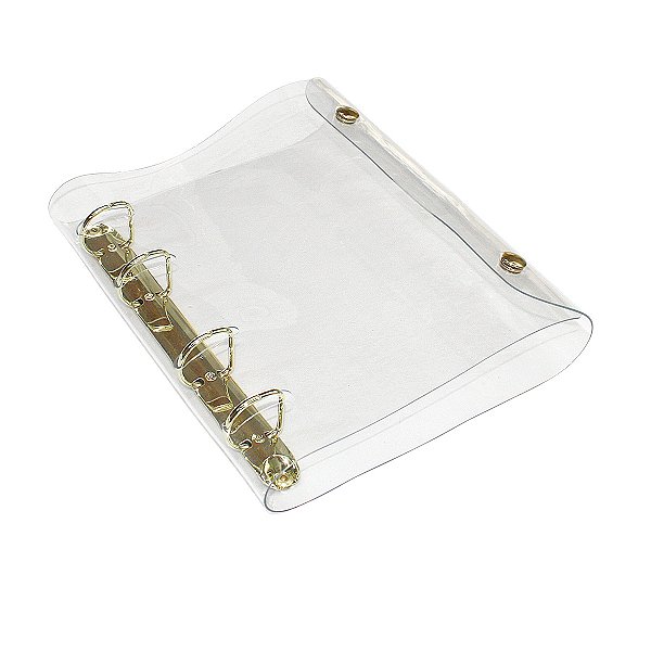 Fichário A5 PVC Cristal Ferragem Dourada (Só Capa)