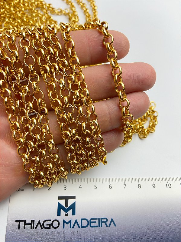 Corrente Guarana Portuguesa Aluminio Banho Anodizado Ouro Arame 1,2Mm - 1 metro