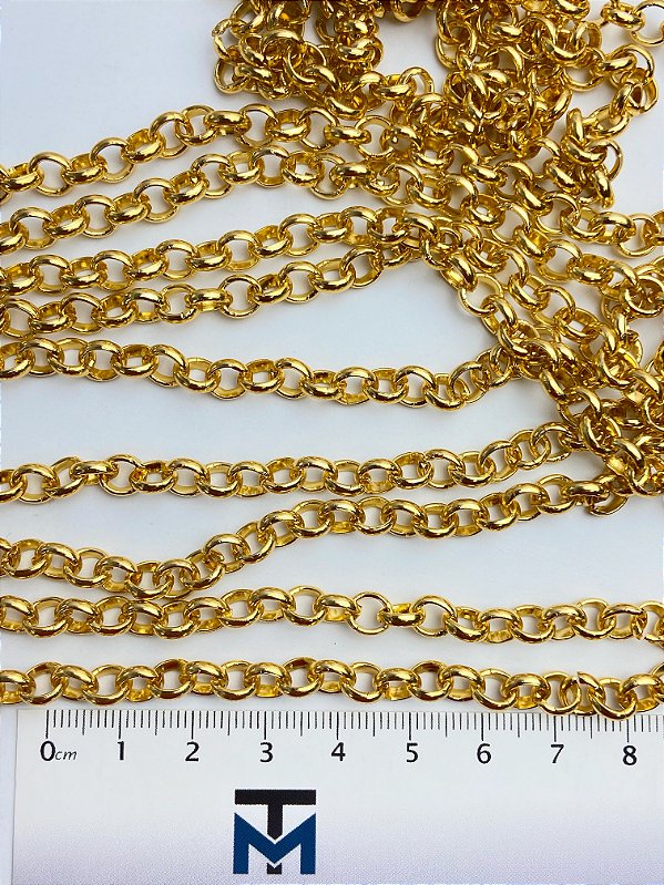 Corrente Guarana Portuguesa Aluminio - Arame 1,2Mm Banho Anodizado Ouro - 1 metro