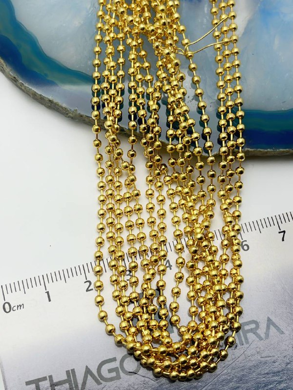 Corrente Bolinha 2,4Mm - Banho Ouro 18K 2 Milésimos Com Verniz Protetivo - 1 Metro
