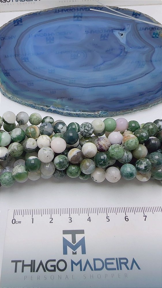 Fio Pedra 8Mm Agata Verde Musgo - O Fio